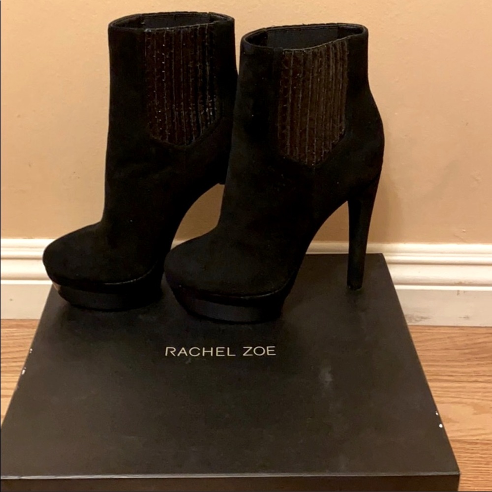 Designer Shoes: Black Suede Rachel Zoe Heel Boots